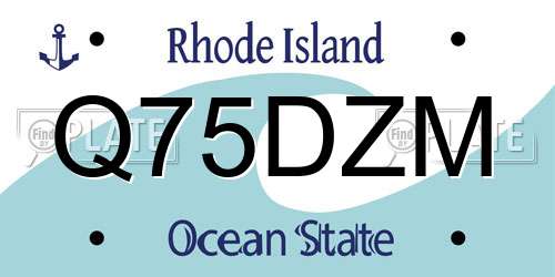Q75DZM Rhode Island License Plate