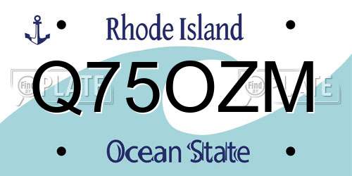 Q75OZM Rhode Island License Plate