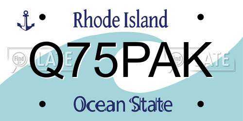 Q75PAK Rhode Island License Plate
