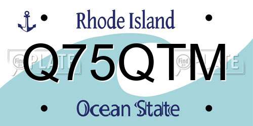 Q75QTM Rhode Island License Plate