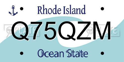 Q75QZM Rhode Island License Plate