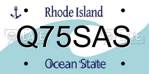 Q75SAS Rhode Island License Plate