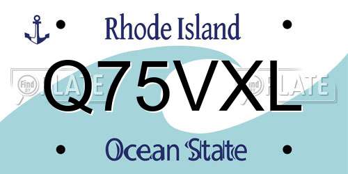 Q75VXL Rhode Island License Plate