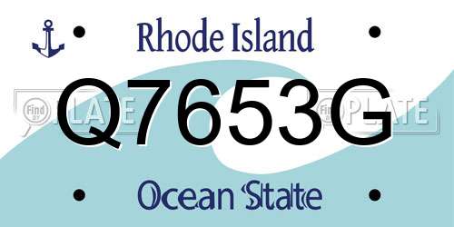 Q7653G Rhode Island License Plate