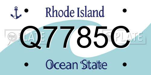 Q7785C Rhode Island License Plate