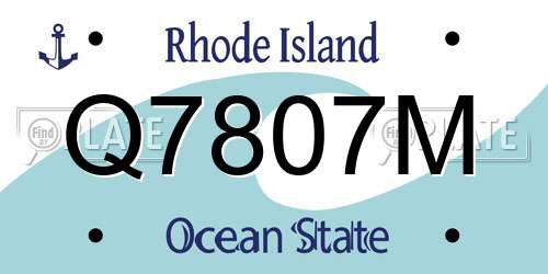 Q7807M Rhode Island License Plate