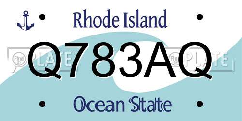 Q783AQ Rhode Island License Plate