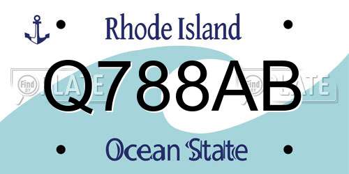 Q788AB Rhode Island License Plate