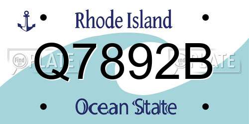 Q7892B Rhode Island License Plate