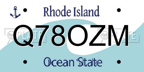 Q78OZM Rhode Island License Plate