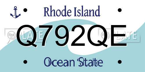 Q792QE Rhode Island License Plate