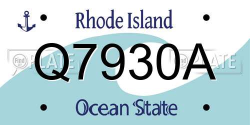 Q7930A Rhode Island License Plate