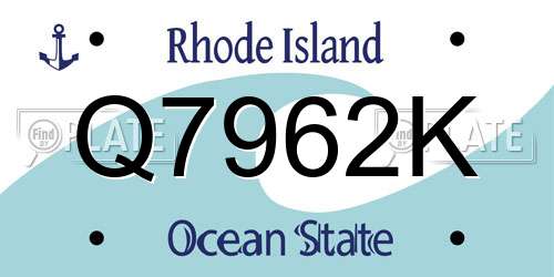 Q7962K Rhode Island License Plate