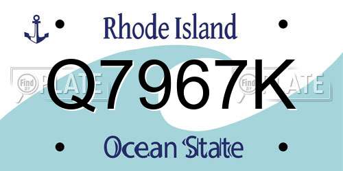 Q7967K Rhode Island License Plate