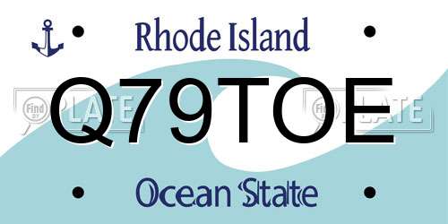Q79TOE Rhode Island License Plate