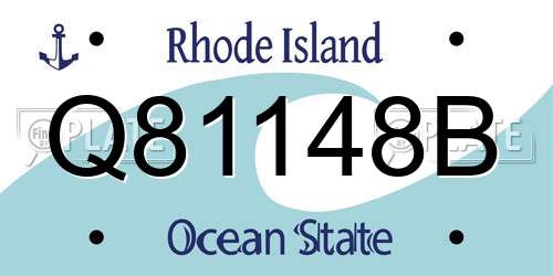 Q81148B Rhode Island License Plate