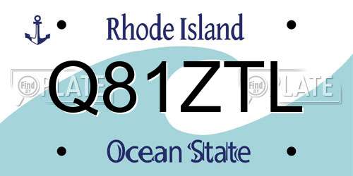 Q81ZTL Rhode Island License Plate