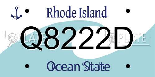 Q8222D Rhode Island License Plate