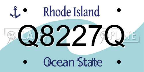 Q8227Q Rhode Island License Plate