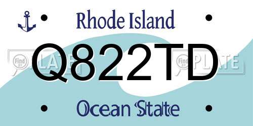 Q822TD Rhode Island License Plate