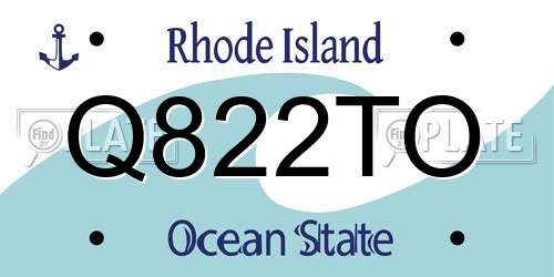 Q822TO Rhode Island License Plate