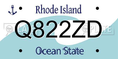 Q822ZD Rhode Island License Plate