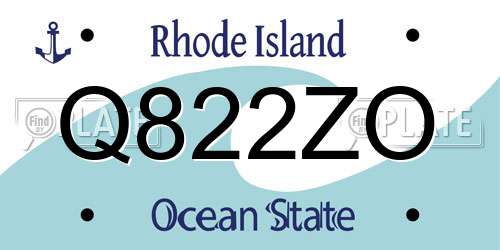 Q822ZO Rhode Island License Plate