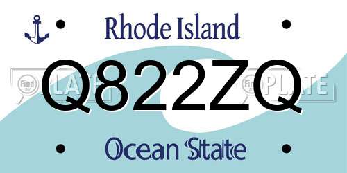 Q822ZQ Rhode Island License Plate