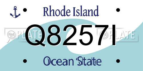 Q8257I Rhode Island License Plate