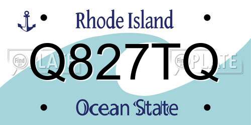 Q827TQ Rhode Island License Plate