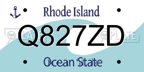 Q827ZD Rhode Island License Plate