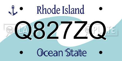 Q827ZQ Rhode Island License Plate