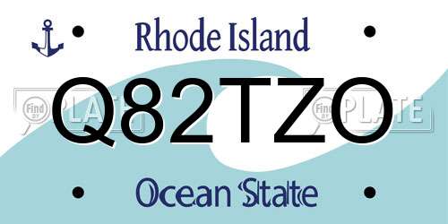 Q82TZO Rhode Island License Plate