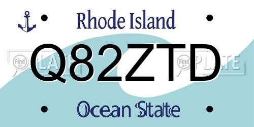Q82ZTD Rhode Island License Plate