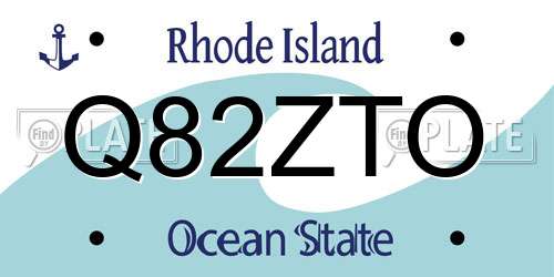 Q82ZTO Rhode Island License Plate