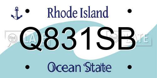 Q831SB Rhode Island License Plate