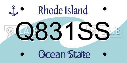 Q831SS Rhode Island License Plate