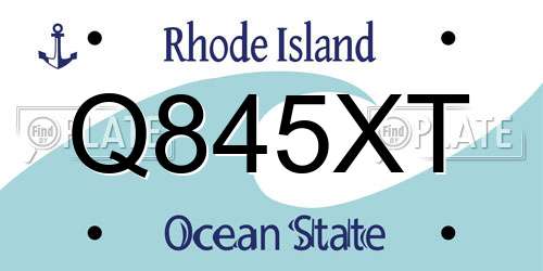 Q845XT Rhode Island License Plate