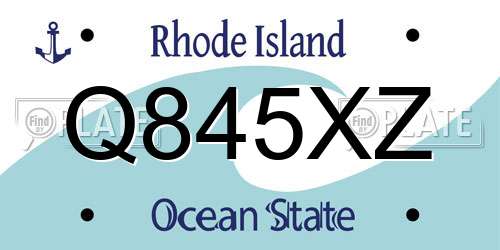 Q845XZ Rhode Island License Plate