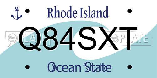 Q84SXT Rhode Island License Plate