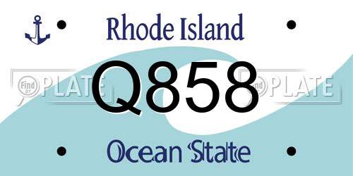 Q858 Rhode Island License Plate