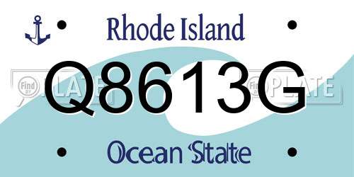 Q8613G Rhode Island License Plate