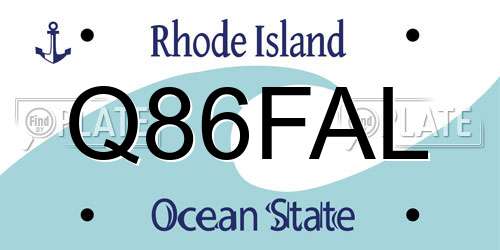 Q86FAL Rhode Island License Plate
