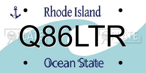 Q86LTR Rhode Island License Plate