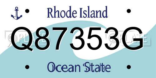 Q87353G Rhode Island License Plate