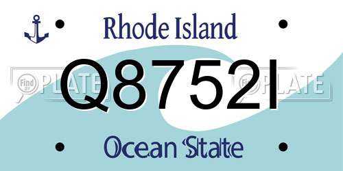 Q8752I Rhode Island License Plate