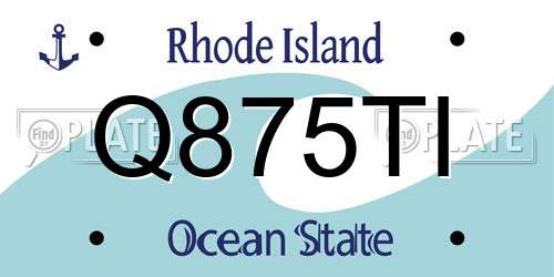 Q875TI Rhode Island License Plate