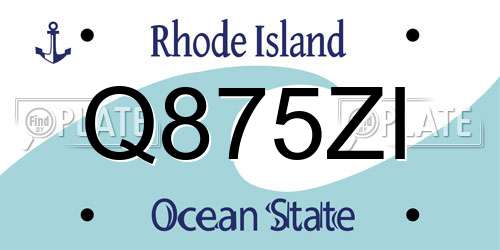 Q875ZI Rhode Island License Plate