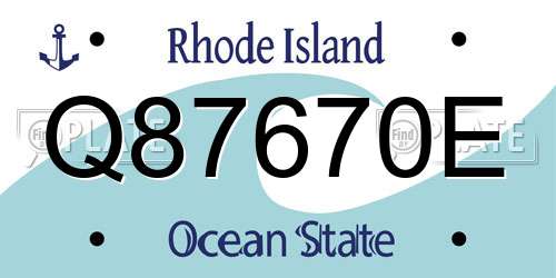 Q87670E Rhode Island License Plate