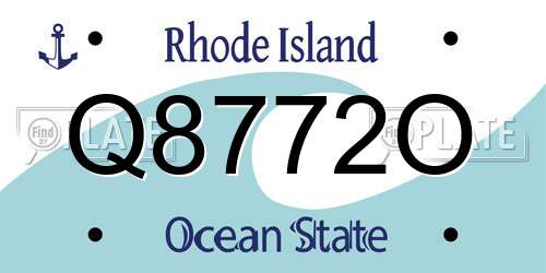 Q8772O Rhode Island License Plate
